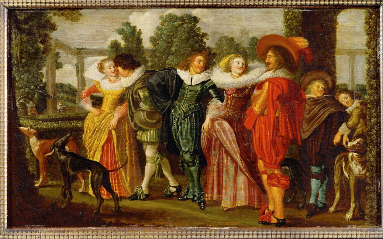 Procházka po zahradě (malba na dubovém dřevě) od Dirck Hals