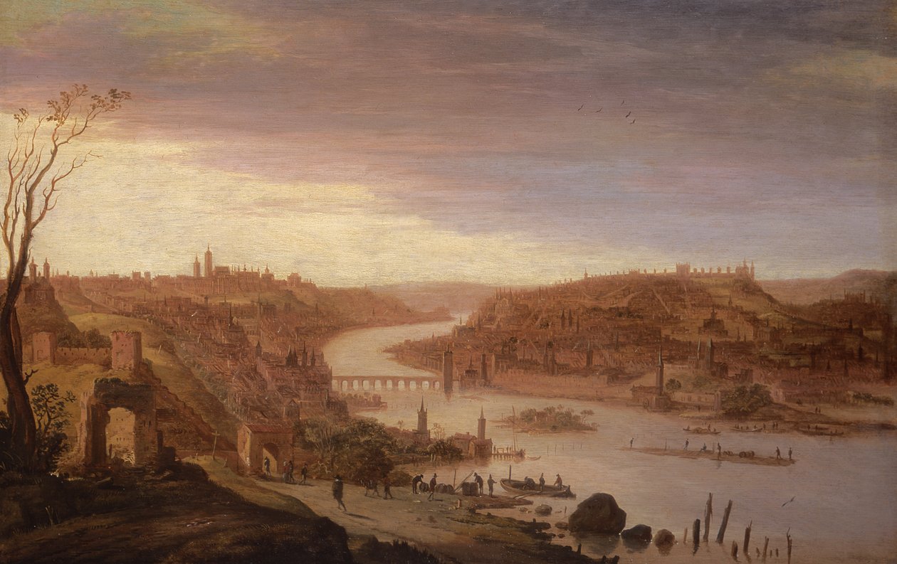 Panoramatický pohled na Prahu (restaurovaná verze, viz také 52796) od Dirck Verhaert
