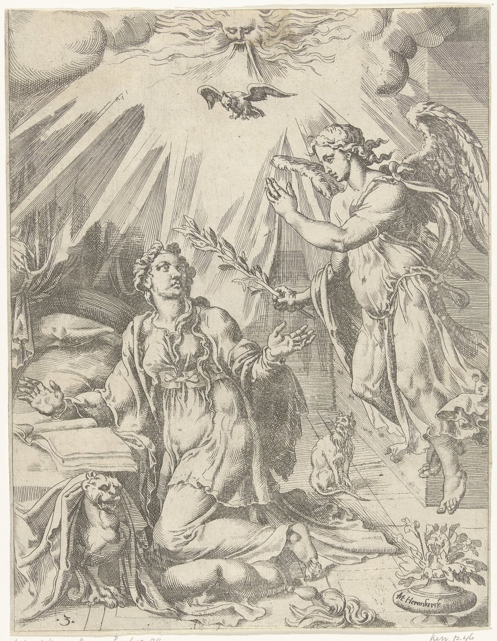 Zvěstování Pád lidstva a vykoupení skrze život a umučení Krista (název série) od Dirck Volckertsz. Coornhert (attributed to)