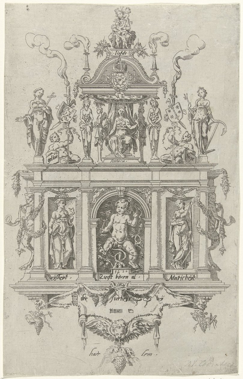 Blazon z Haarlemské komory rétoriky De Wijngaertrancken od Dirck Volckertsz. Coornhert (attributed to)