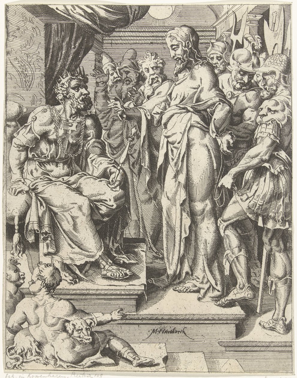 Kristus před Herodem Pád lidstva a vykoupení skrze život a umučení Krista (název série) od Dirck Volckertsz. Coornhert (attributed to)