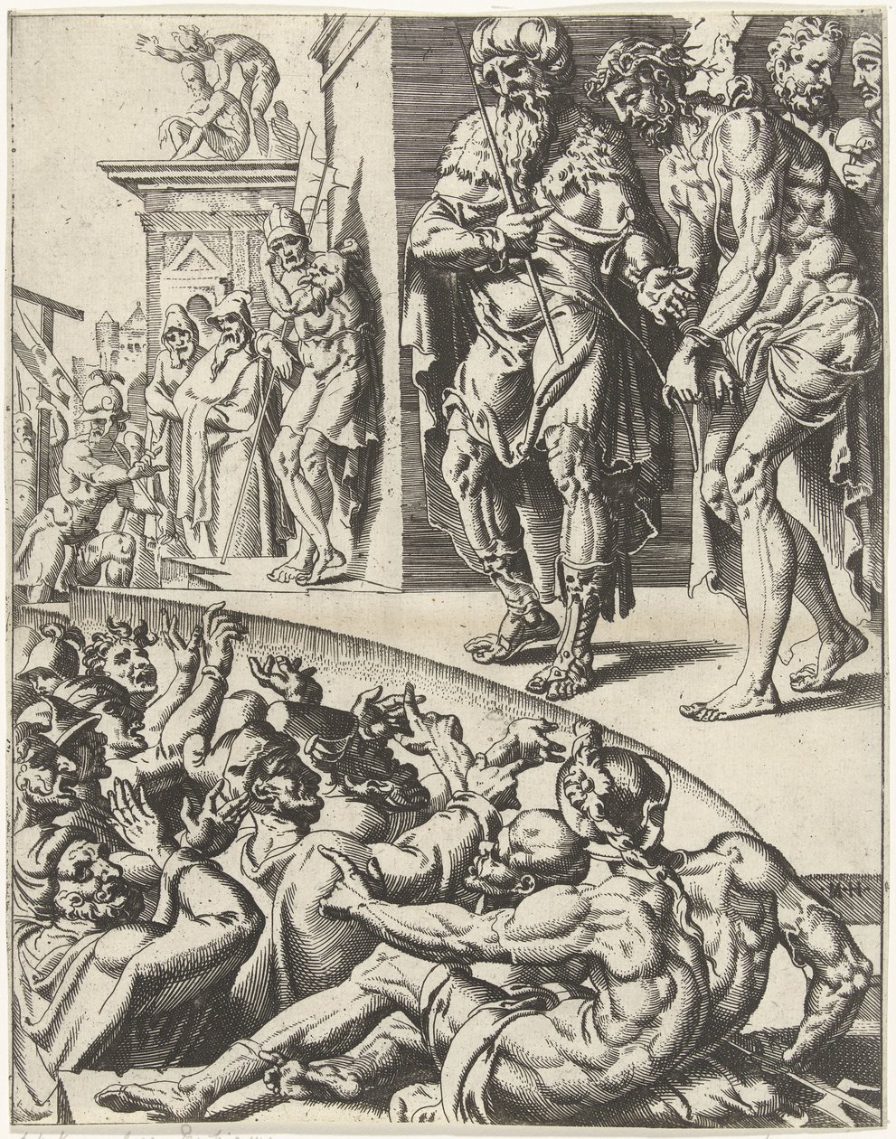 Ecce Homo Pád lidstva a vykoupení skrze život a umučení Krista (název série) od Dirck Volckertsz. Coornhert (attributed to)