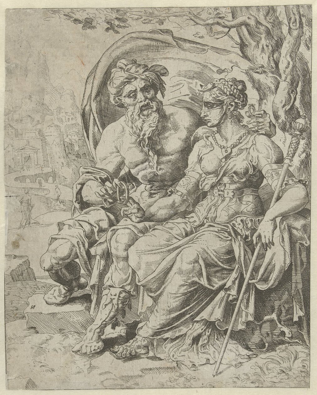 Juda dává Támar zástavu Historie Judy a Tamar (název série) od Dirck Volckertsz. Coornhert (attributed to)