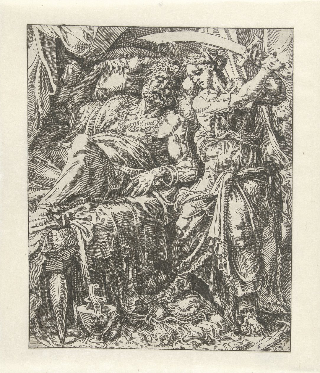 Judit Onthoofdt Holofernes Judith in Holofernes (název série) od Dirck Volckertsz. Coornhert (attributed to)