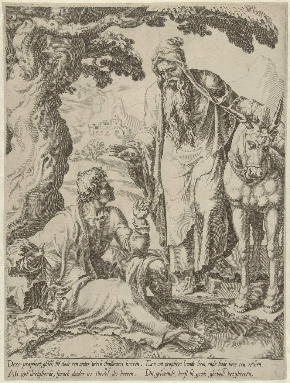 Pozvání od proroka k muži Božímu Příběh neposlušného muže Božího (název série) od Dirck Volckertsz. Coornhert (attributed to)