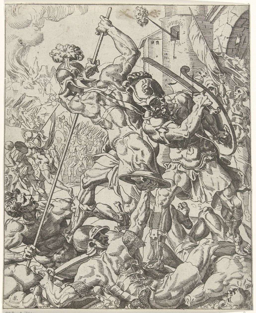 Útěk asyrské armády Judit a Holofernes (název série) od Dirck Volckertsz. Coornhert (attributed to)