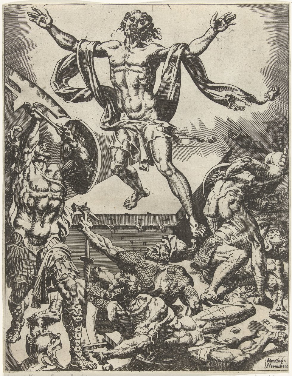 Vzkříšení Krista Pád lidstva a vykoupení skrze život a umučení Krista (název série) od Dirck Volckertsz. Coornhert (attributed to)