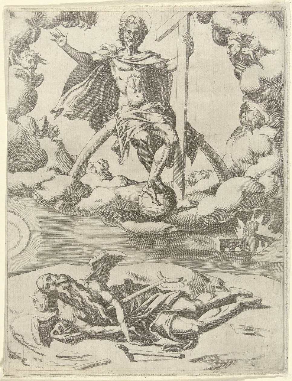 Kristus vítězí nad časem Triumphs of Petrarc (název série) od Dirck Volckertsz. Coornhert (possibly)