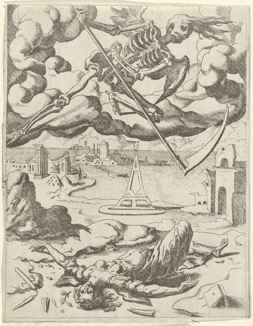 Smrt vítězí nad vírou Triumphs of Petrarc (název série) od Dirck Volckertsz. Coornhert (possibly)