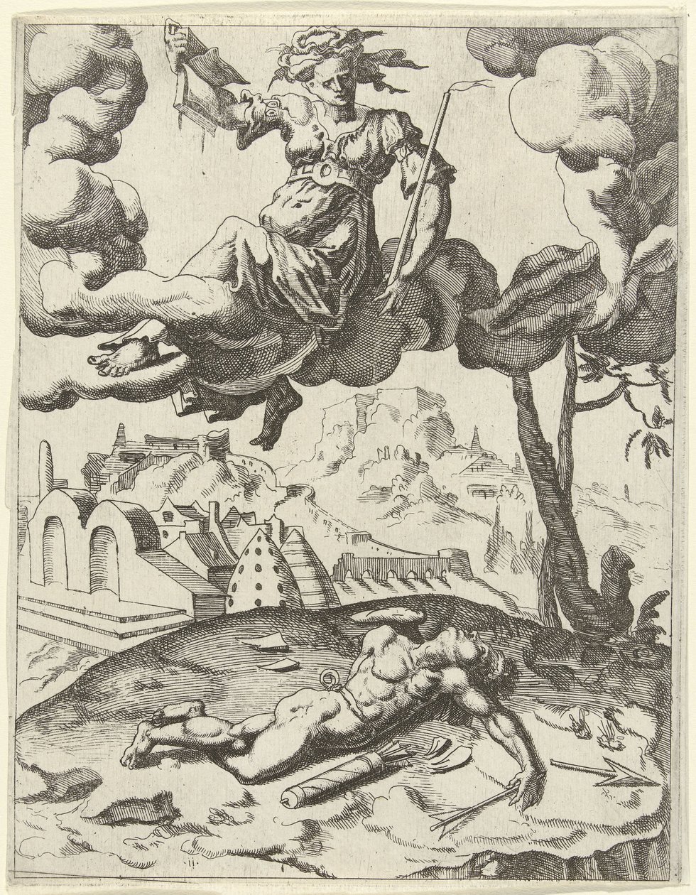 Víra vítězí nad smyslnou láskou Triumphs of Petrarc (název série) od Dirck Volckertsz. Coornhert (possibly)