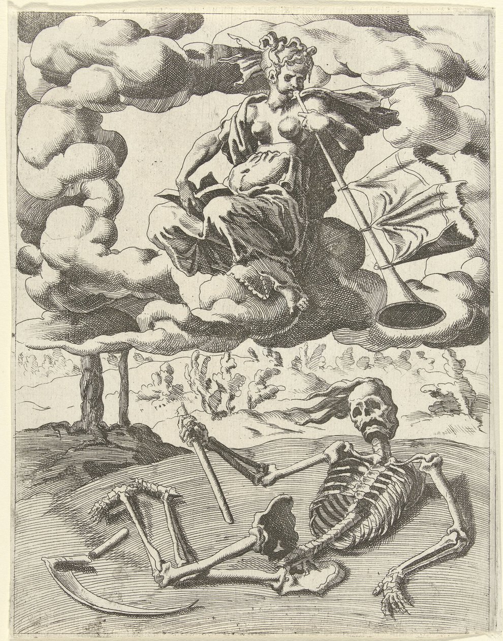 Sláva vítězí nad smrtí Triumphs of Petrarc (název série) od Dirck Volckertsz. Coornhert (possibly)