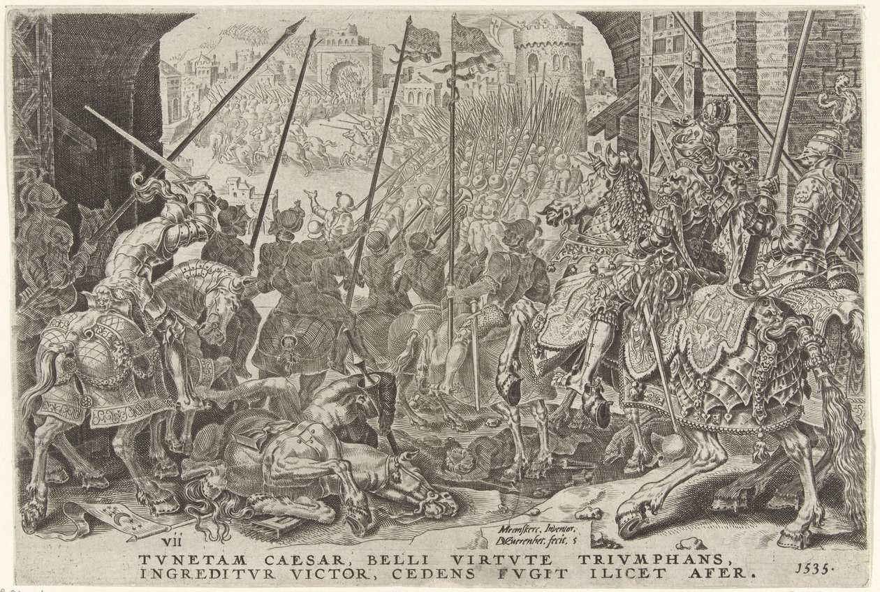 Inname van Tunis, 1535 Overwinningen van Karel V (název seriálu) Karel Veliký V. imp. opt. max. vítězství, nejdůležitější z mnoha (název seriálu) od Dirck Volckertsz. Coornhert