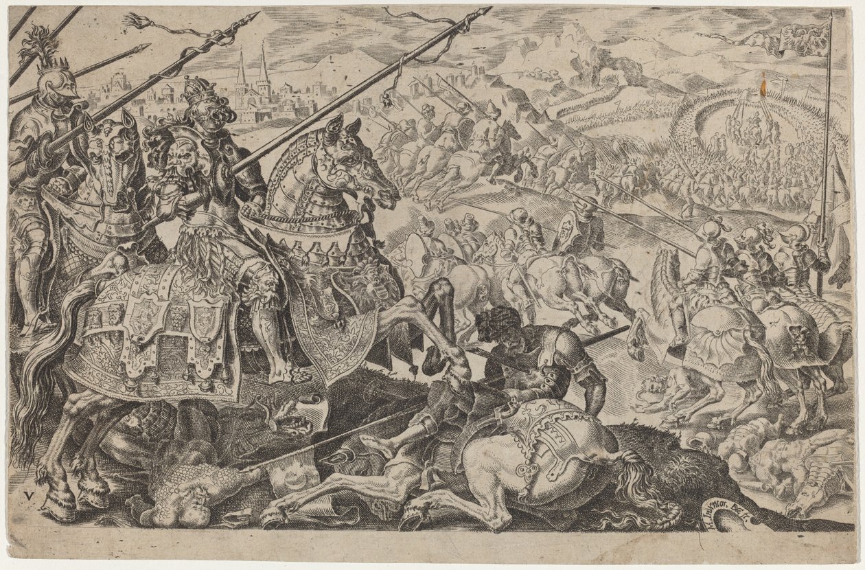 Sulejman Velkolepý donucen k obléhání Vídně od Dirck Volckertz Coornhert, after Maerten van Heemskerck