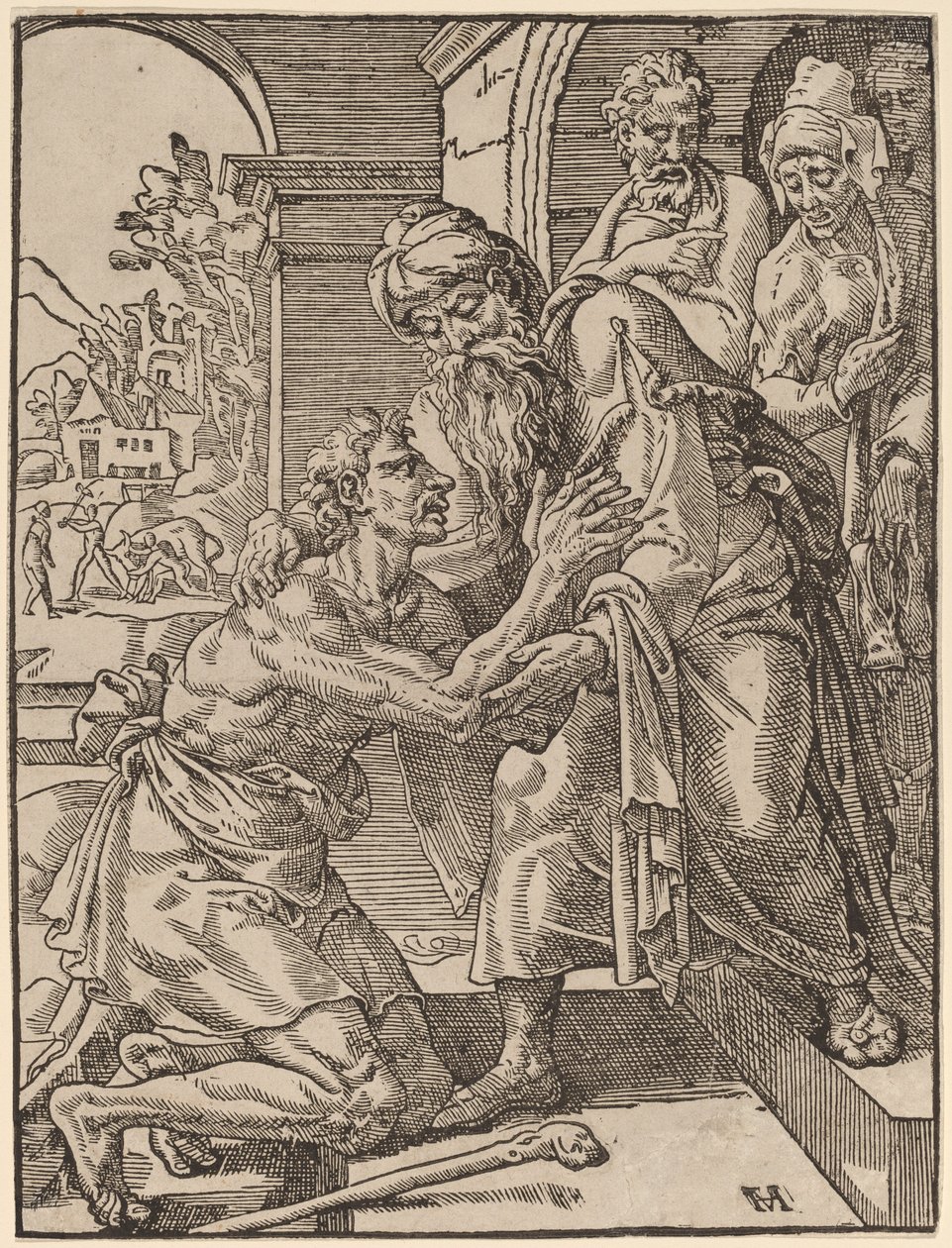 Návrat marnotratného syna od Dirck Volckertz Coornhert after Maerten van Heemskerck