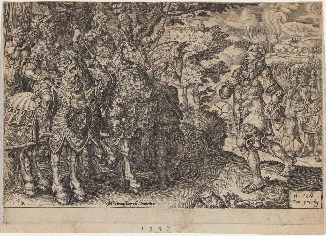 Kapitulace Jana Fridricha, saského kurfiřta, po bitvě u Mühlbergu od Dirck Volckertz Coornhert, after Maerten van Heemskerck