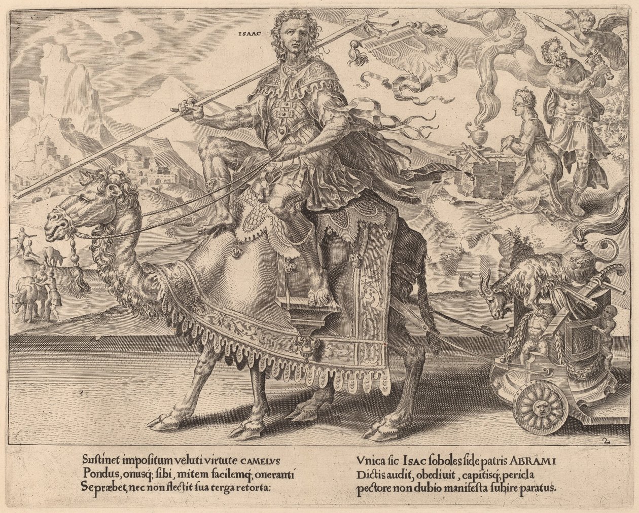 Triumf Izáka od Dirck Volckertz Coornhert after Maerten van Heemskerck