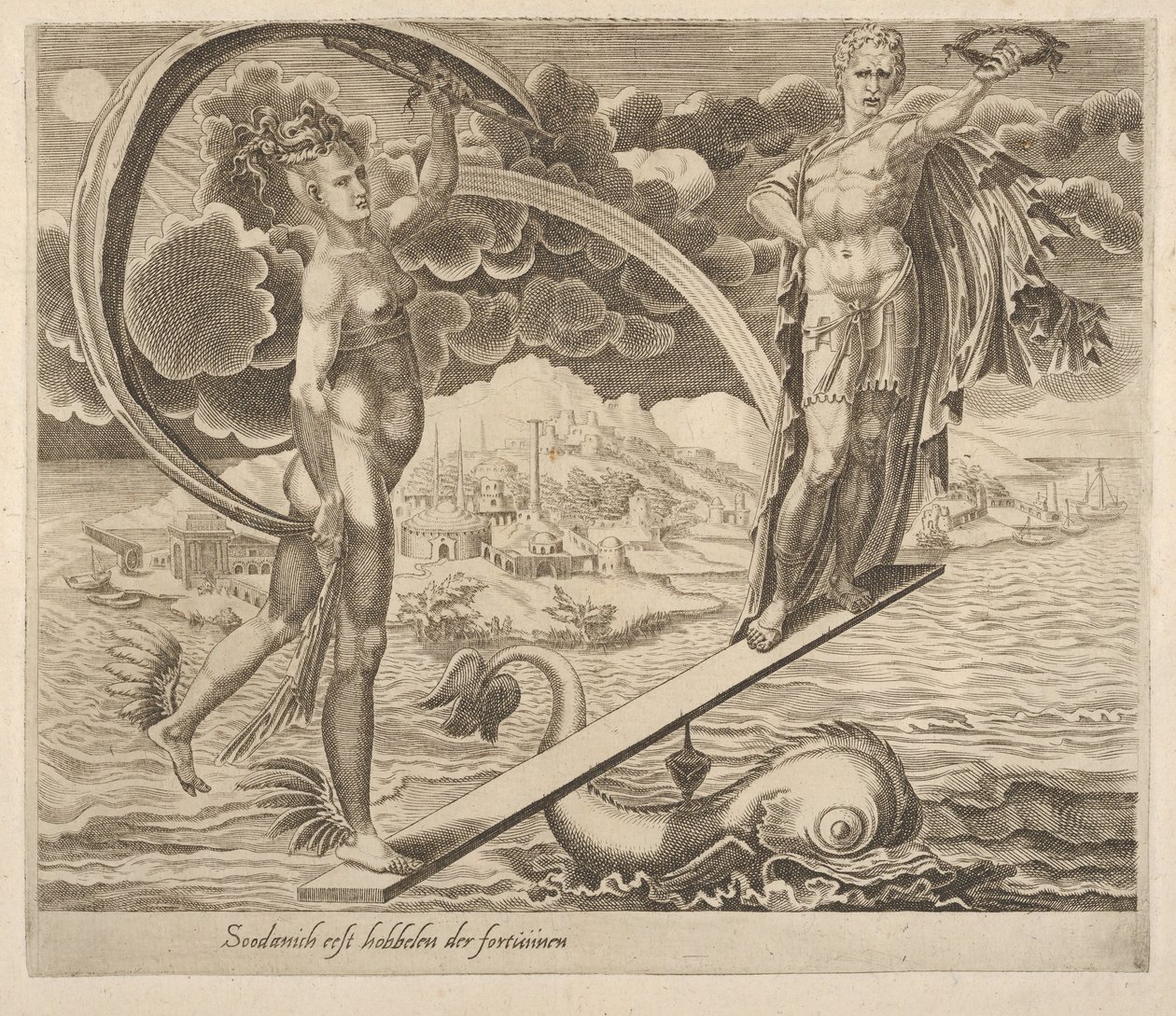 Fortune Using Man as a Plaything from Six Sayings about Fortune, ca. 1560. od Dirck Volkertsen Coornhert