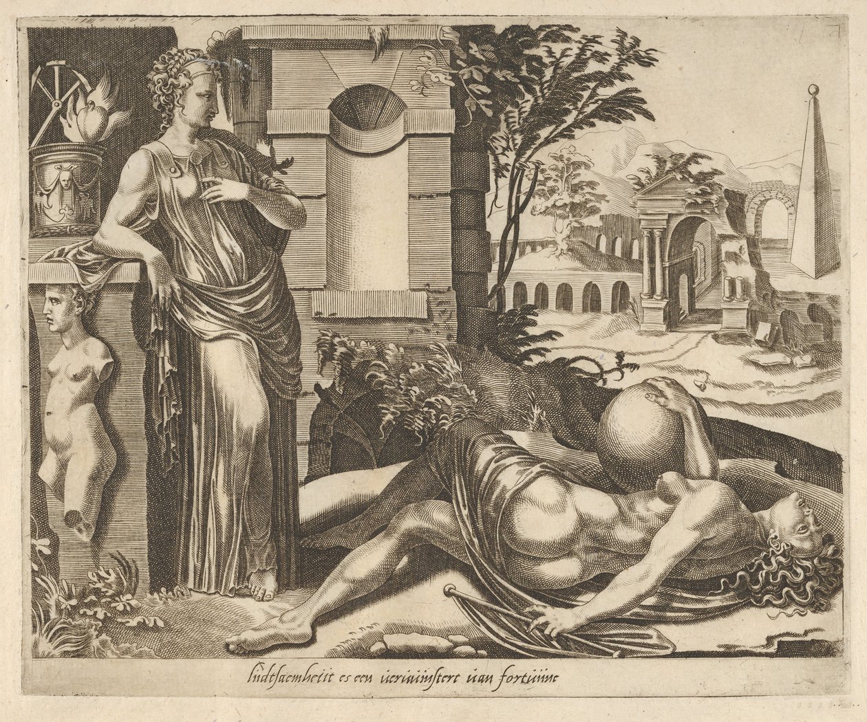 Trpělivost jako vítěz nad štěstím z šesti výroků o štěstí, ca. 1560. od Dirck Volkertsen Coornhert