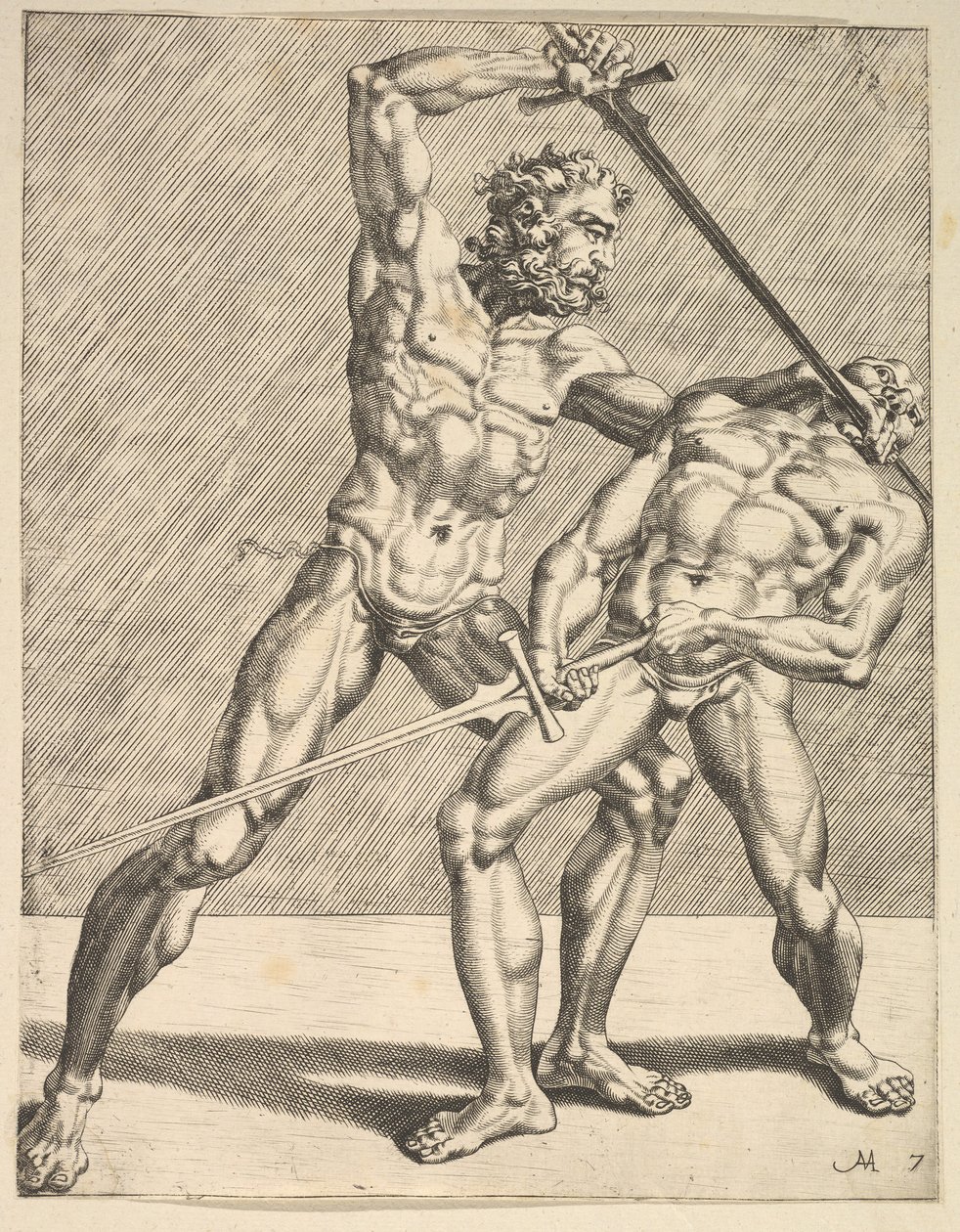 Dva šermíři, od Fencers, deska 7, 1552 od Dirck Volkertsen Coornhert