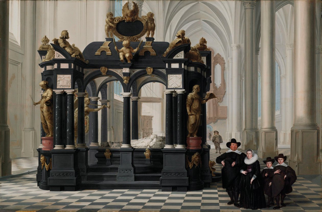 Rodina u hrobky prince Viléma i. v Nieuwe Kerk v Delftu od Dirck van Delen