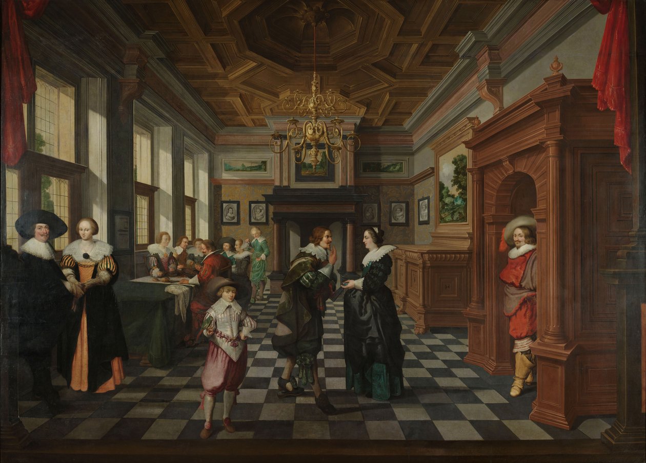 Sedmidílná dekorativní sekvence: Interiér, 1630-32 od Dirck van Delen