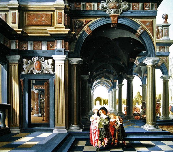 Elegantní postavy v lodžii, 1635 od Dirck van Delen