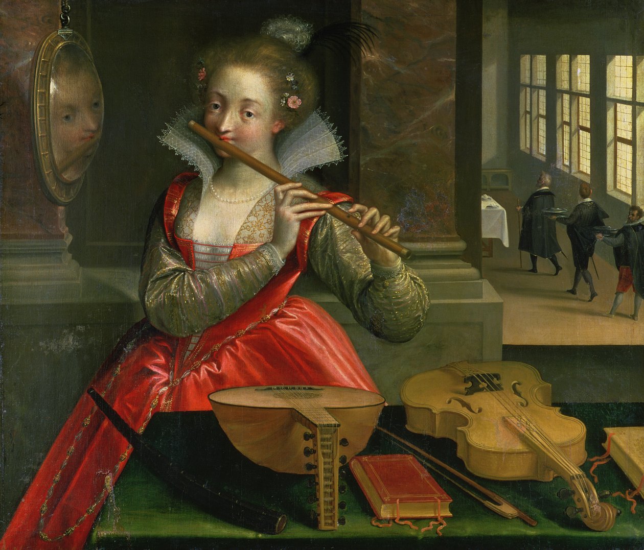 Alegorie hudby (flétnista), kolem roku 1600 od Dirk de Quade van Ravesteyn