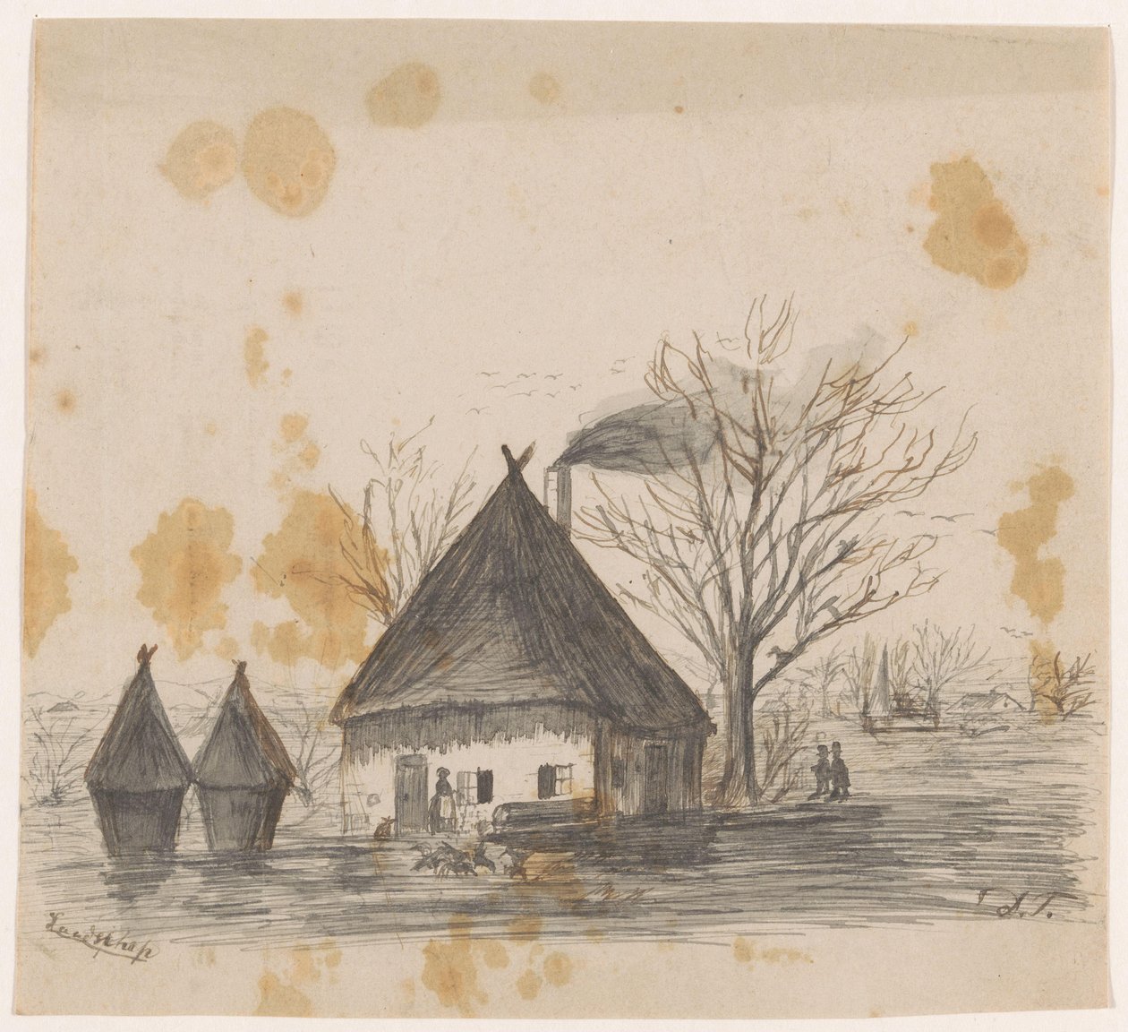 Krajina (název na objektu) od Dirk Arnoldus Tavenraat (signed by artist)