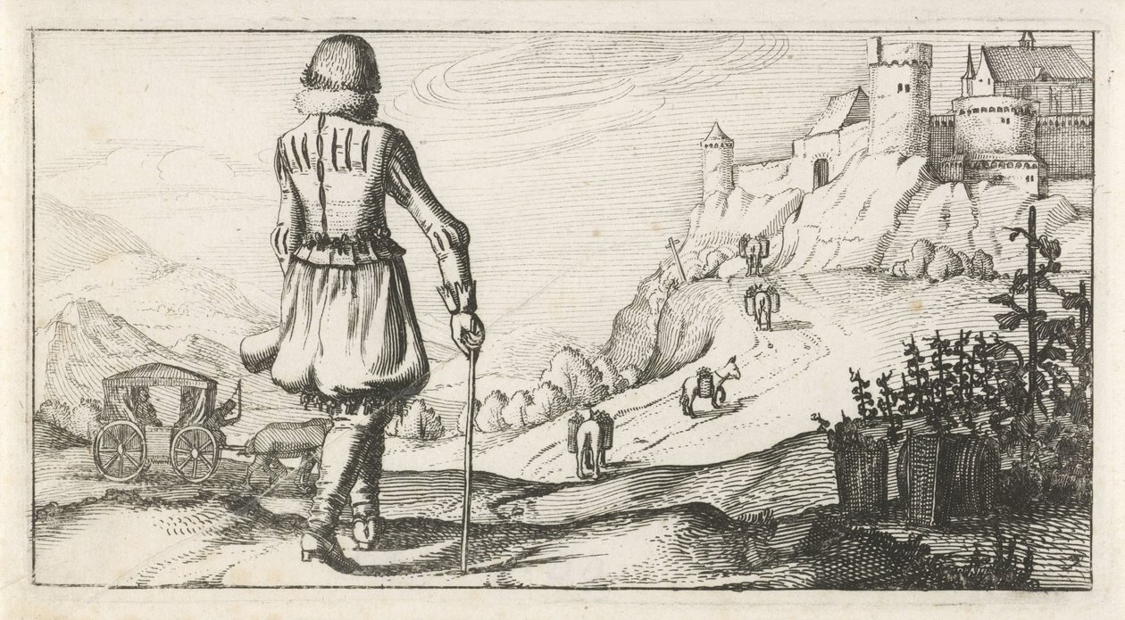 Muž v gambeson v horské krajině Holandské dámské a pánské kostýmy, 1622 (název série) od Dirk Eversen Lons