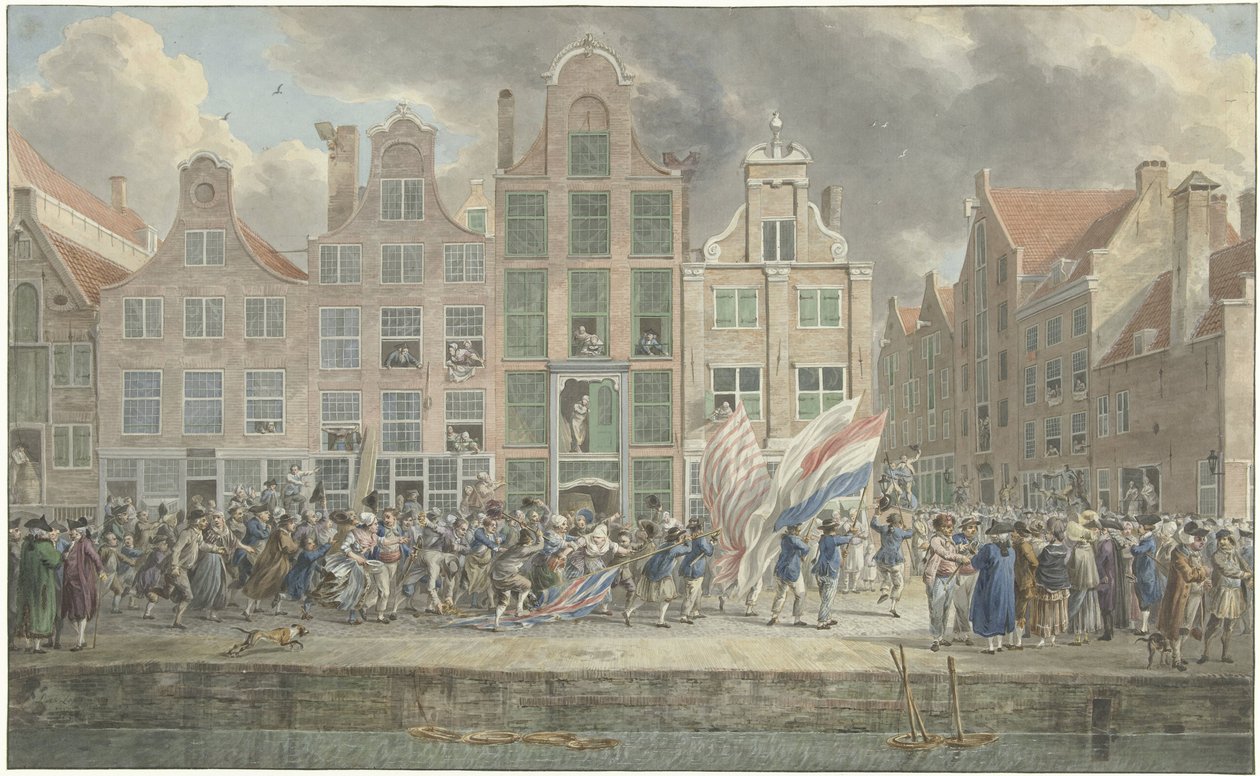 Protianglická demonstrace v Rotterdamu, 2. března 1781 od Dirk Langendijk (signed by artist)