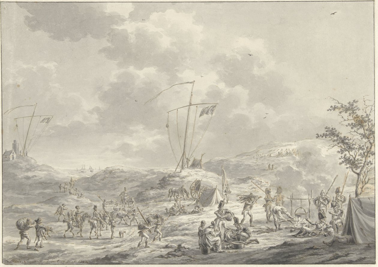 Tábor ruské armády v Callantsoog v roce 1799 od Dirk Langendijk