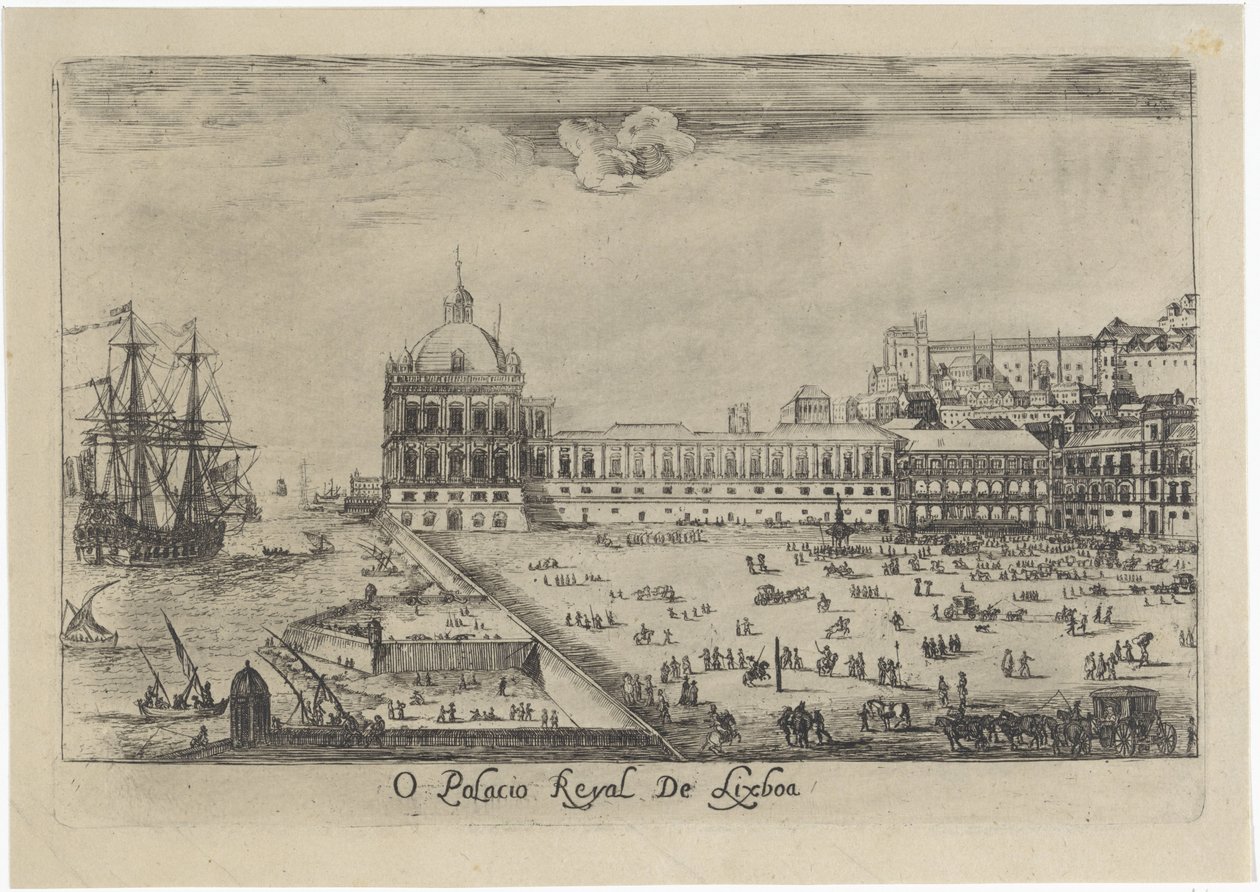 Pohled na královský palác v Lisabonu O Palacio Real de Lixboa (název na objektu) Pohledy na Lisabon (název série) od Dirk Stoop