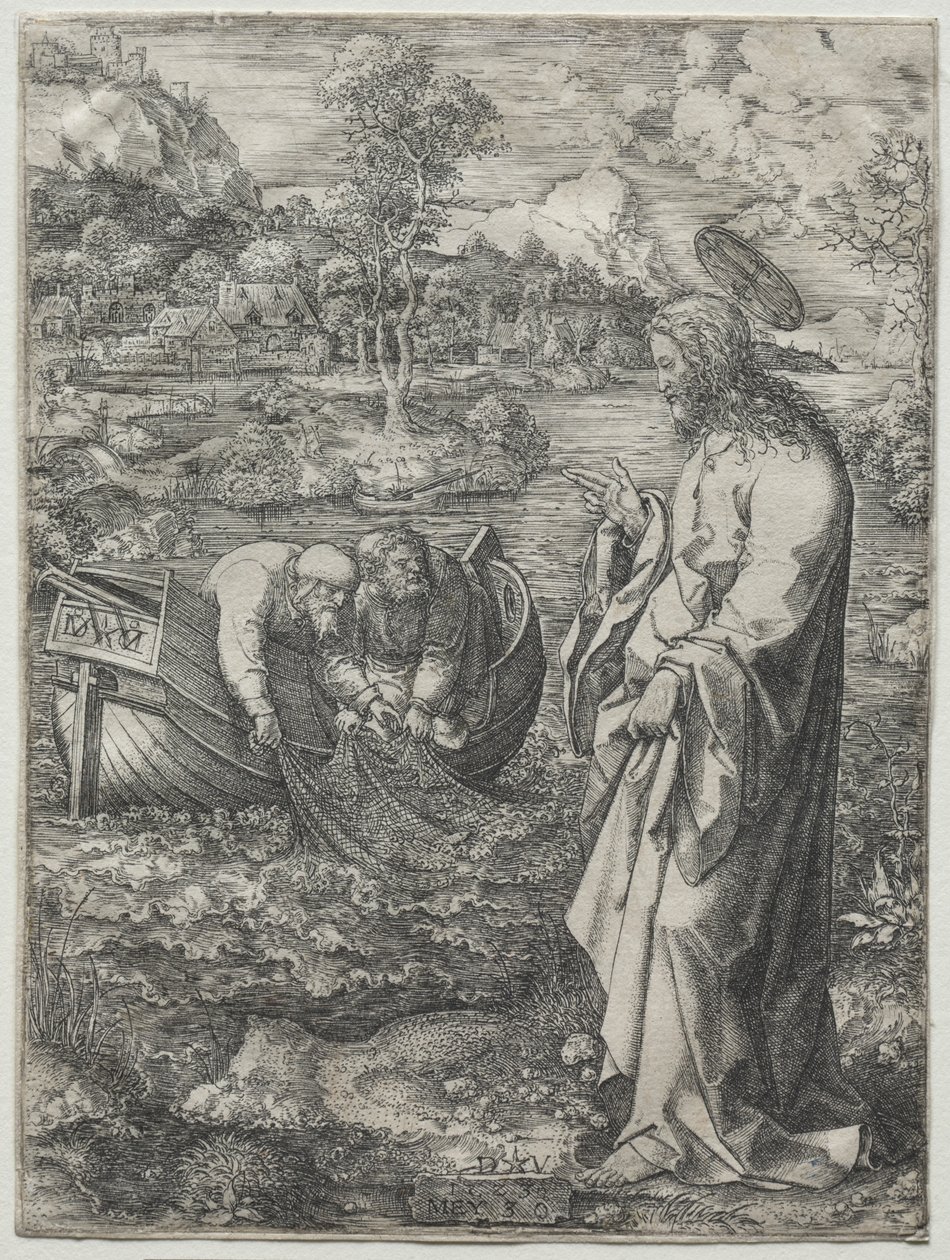 Ježíš volá ke svatému Petrovi a svatému Ondřejovi, 1523. od Dirk Vellert