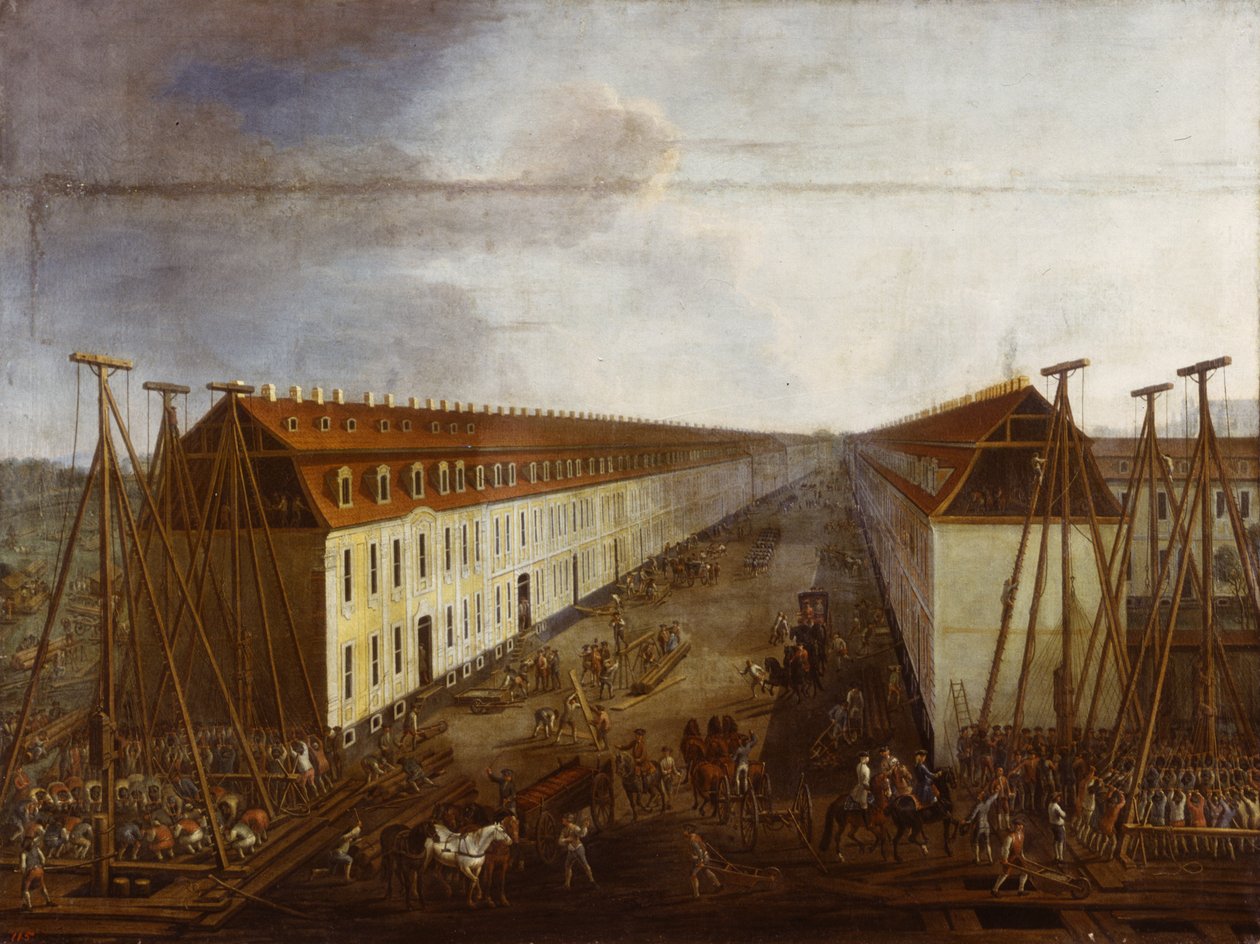 Stavební práce na Friedrichstrasse v Berlíně, c.1735 od Dismar Degen