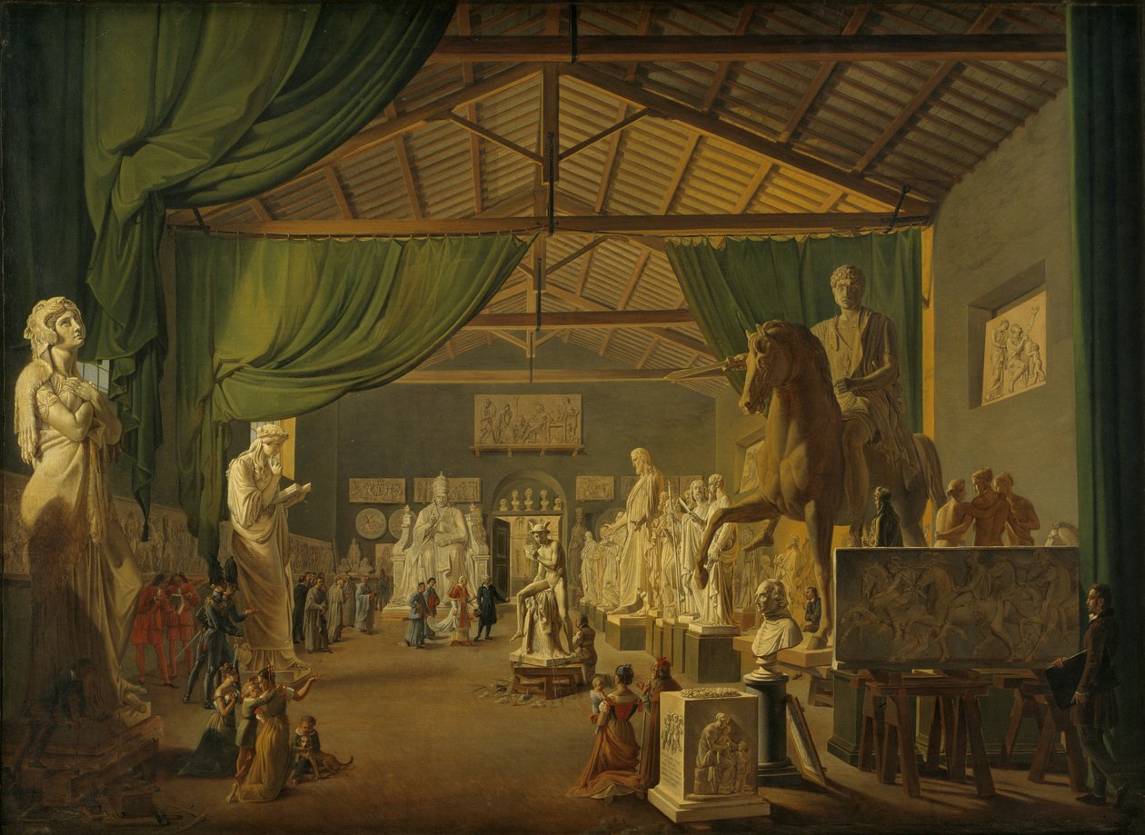 Papež Lev XII. na návštěvě Thorvaldsenových ateliérů na Piazza Barberini, 18. října od Ditlev Martens
