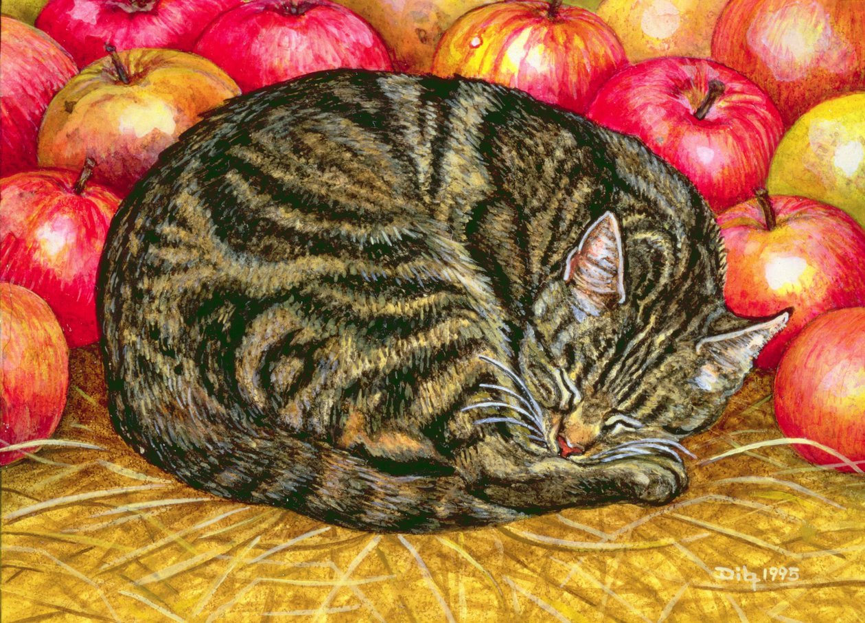 Levá ruka Apple-Cat, 1995 (akryl na panelu) od Ditz