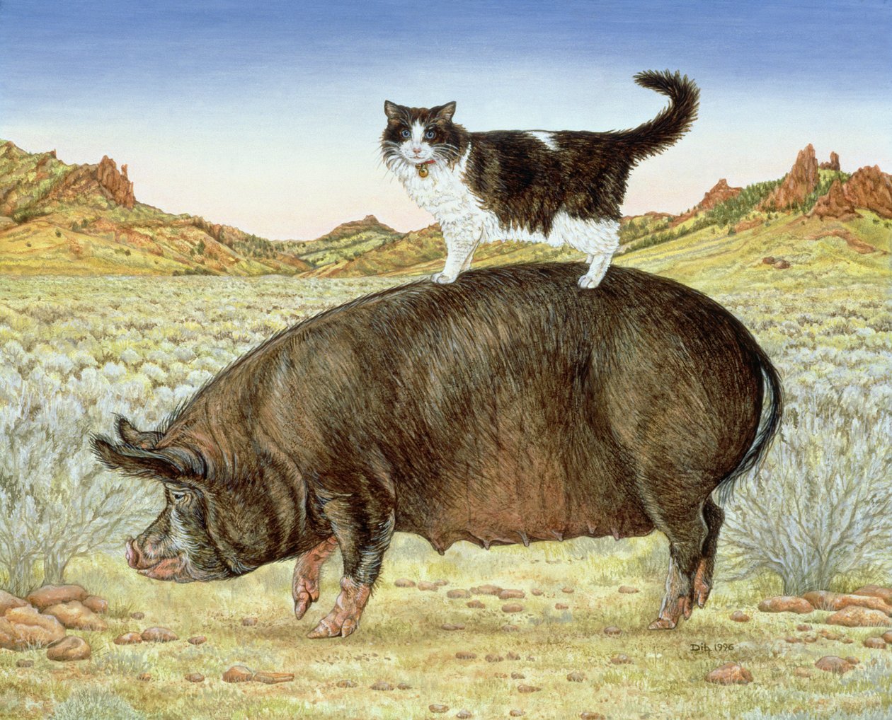 Piggyback-Riding v Breteche Creek, 1995 (akryl na panelu) od Ditz