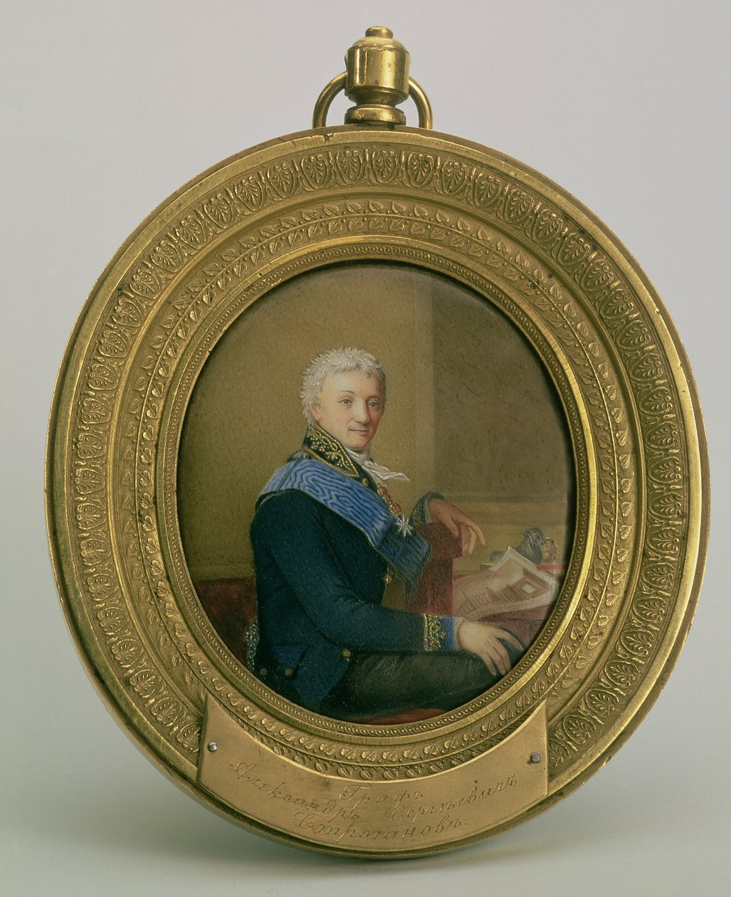 Portrét hraběte Alexandra Sergejeviče Stroganova (1738-1811), 1806-7 (email na mědi) od Dmitri Ivanovich Yevreinov