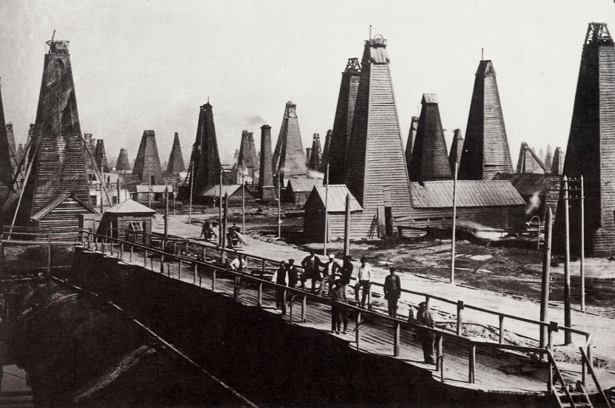 Ropné vrty v Baku na Kaspickém moři, Rusko, c1890 od Dmitri Ivanovich Yermakov