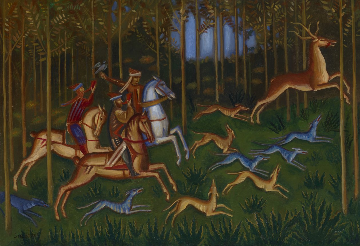 Lovecká scéna od Dmitri Semyonovich Stelletsky