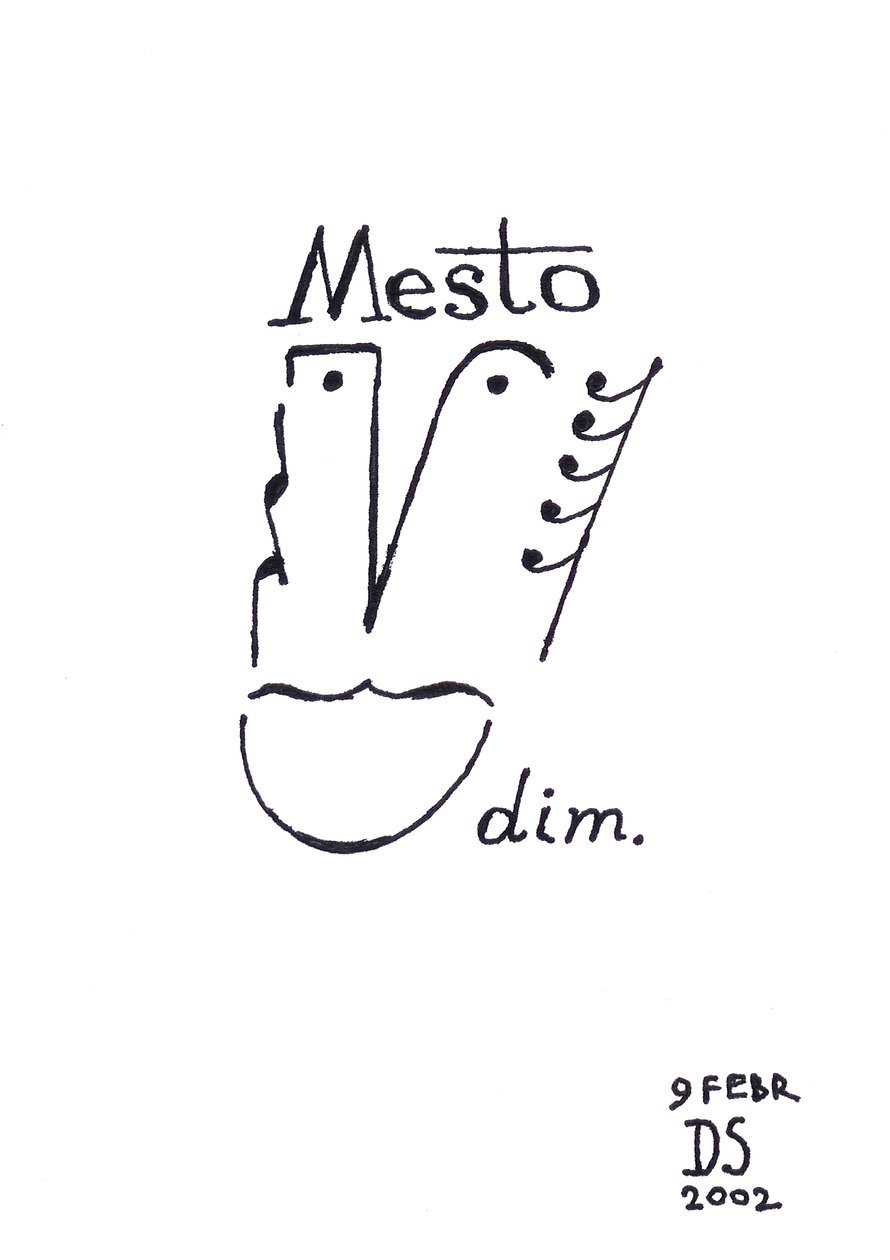 Mesto - karikatura obličeje nakreslená pomocí notového zápisu od Dmitri Smirnov