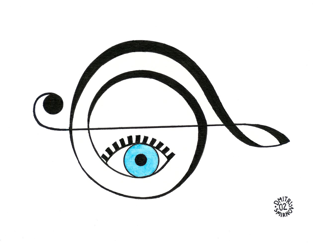 Treble clef - hudební symbol nakreslený jako oko od Dmitri Smirnov