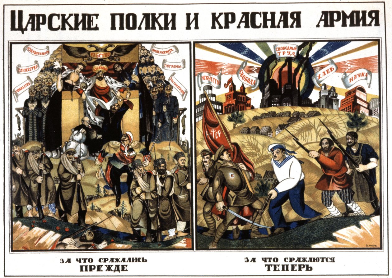 Carské pluky a Rudá armáda, cca 1920 (plakát) od Dmitry (1883 1946) Moor