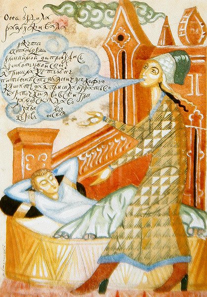 Obraz ze sady čtyř ilustrací k básni o námluvách (akvarel na papíře) (viz také 423487 & 89) od Dmitry Stelletsky