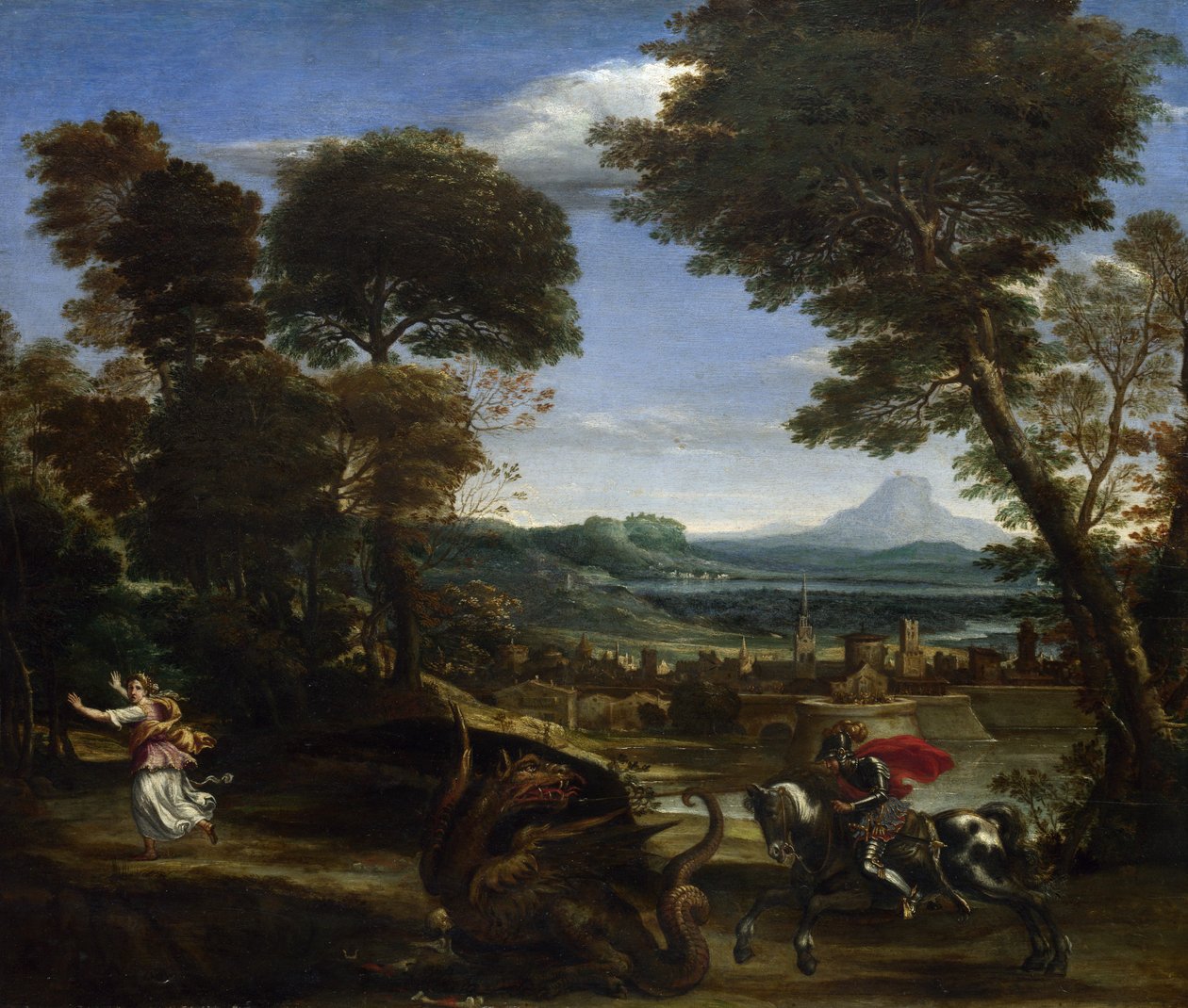 Svatý Jiří zabil draka od Domenichino