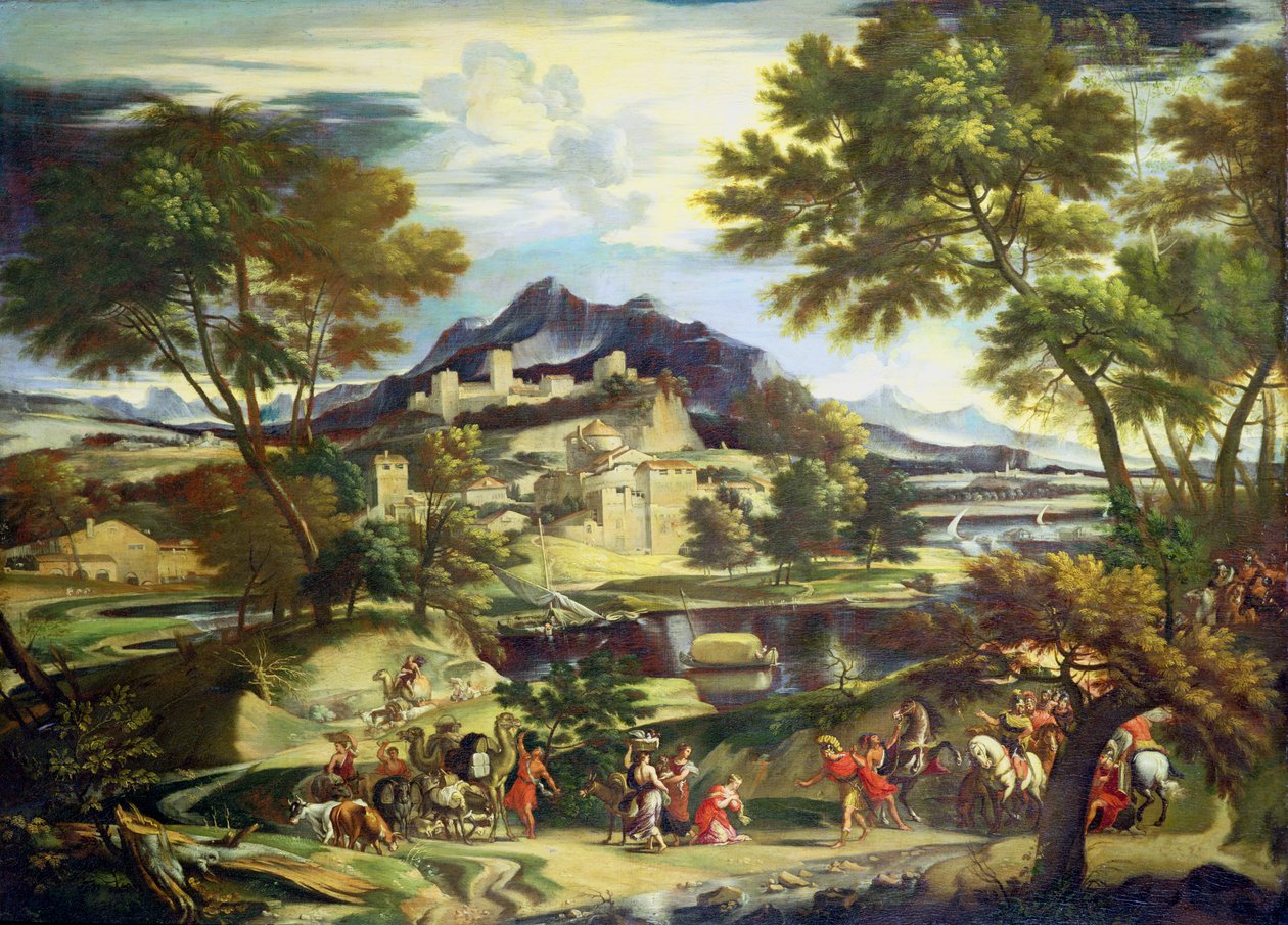 Setkání Davida a Abigail (olej na plátně) od Domenichino (1581-1641) (circle of)