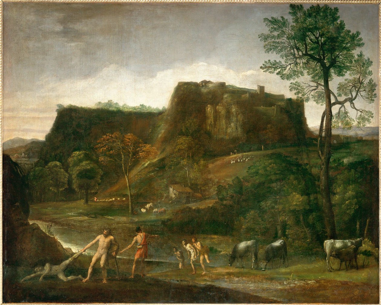 Herkules vytahuje Káka z jeskyně... od Domenichino (1581 1641)