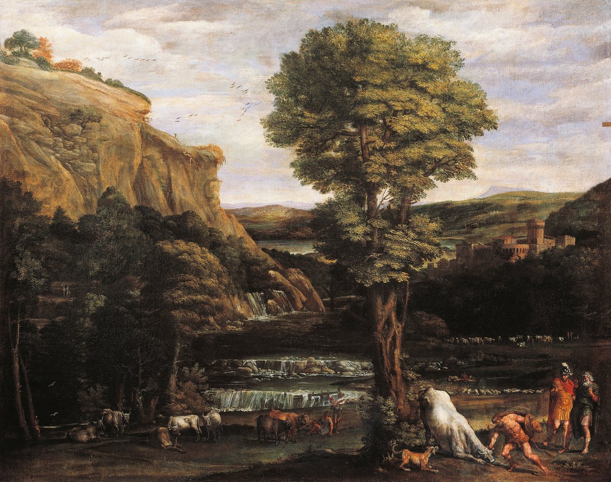 Krajina s Herculesem bojujícím s Achelousem se změnila v býka od Domenichino (1581 1641)