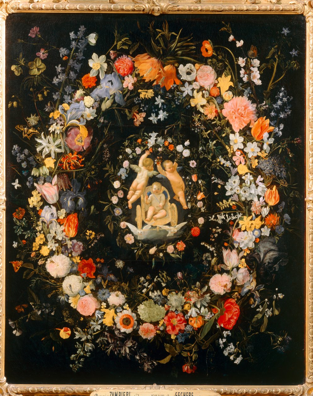 Triumf lásky s květinovým obklopením... od Domenichino (1581 1641)