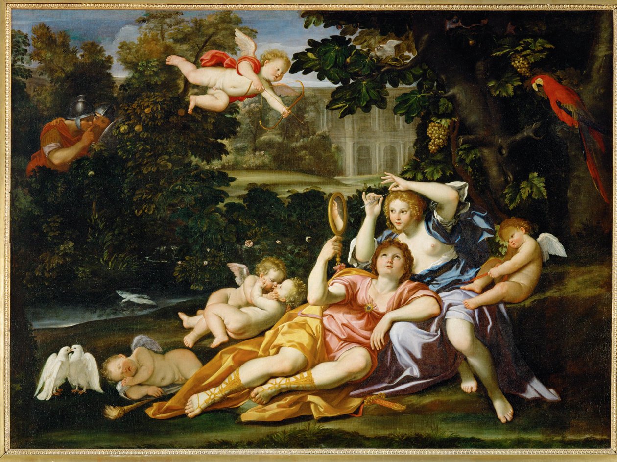 Renaud daruje Armidovi zrcadlo - Rinaldo daruje ... od Domenichino (1581 1641)